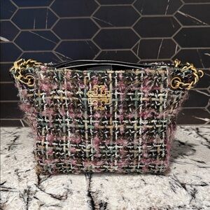 Tory Burch Multicolor Tweed Crossbody Bag with Gold Hardware